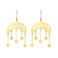 Pendientes de luna dorada y corazones en acero inoxidable con diseño de hoja calada - Dorado