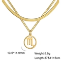 Double-layered gold stainless steel necklace with Scorpio zodiac pendant and snake chain - Scorpio Gold