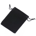 Classic black velvet drawstring jewelry pouch with smooth texture and sturdy braided rope - Velvet Pouch / Large