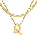 Collier double épaisseur en acier inoxydable doré avec chaîne serpent et pendentif Lion - Lion