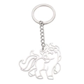 Portachiavi minimalista in acciaio inossidabile argento con ciondolo a forma di unicorno cavo - Color Acciaio
