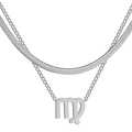 Collier double couche en acier inoxydable avec chaîne serpent et pendentif Vierge - Vierge