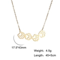 Cute gold stainless steel necklace featuring four hollow cat paw print pendants on O-chain - Pendant 17.5*43mm / Gold