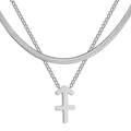 Collier double rang en acier inoxydable avec chaîne serpent et pendentif Sagittaire - Sagittaire
