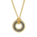 Goldene Edelstahlkette mit einem schwarz gravierten Runen-Hohlkreisanhänger für Damen - 3MM Kreuzkette (Stil 1 - Runen) / Gold