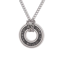 Collana in acciaio inox con pendente tondo nero e iscrizioni ebraiche decorative - Catena a Croce 3MM (Stile 2 - Ebraico) / Color Acciaio