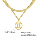 Double-layered stainless steel necklace featuring a gold Gemini zodiac pendant and snake chain - Gemini Gold
