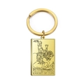 Golden stainless steel keychain featuring Knight of Cups tarot card design - Knight of Cups (Gold)