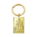 Golden stainless steel keychain with engraved King of Cups tarot card pendant - Golden Cup King