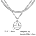 Collier double rang en argent avec pendentif Balance et chaîne en serpent - Balance Acier