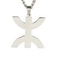 Ασημένιο κολιέ με σύμβολο Amazigh Yaz από ανοξείδωτο ατσάλι σε λευκό φόντο - Ασημί Μενταγιόν