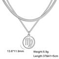 Collier double couche en acier inoxydable argenté avec pendentif signe Vierge - Vierge Acier