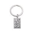 Polished stainless steel keychain with rectangular Sagittarius zodiac tarot-style pendant - Silver / Sagittarius