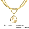 Double-layered gold stainless steel necklace featuring a Capricorn zodiac pendant - Capricorn Gold