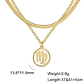 Double-layer gold stainless steel necklace with flat snake chain and Virgo zodiac pendant - Virgo Gold