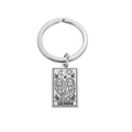 Portachiavi rettangolare in acciaio inossidabile argento con segno zodiacale Gemelli inciso - Argento / Gemelli