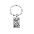 Polished stainless steel Taurus zodiac rectangle pendant keychain with black laser engraving - Silver / Taurus