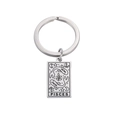 Stainless steel Pisces zodiac square pendant keychain with detailed engraving - Silver / Pisces