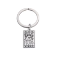 Stainless steel square pendant keychain with laser-engraved Virgo zodiac sign artwork - Silver / Virgo