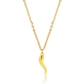 Minimalist gold plated cylindrical horn pendant necklace with a polished finish for women - Gold