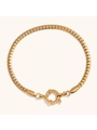 Dettaglio catena in acciaio inossidabile placcato oro 18K con chiusura a molla - Catena Curb (ZHB621金) / Oro