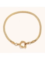 Dettaglio della catena a spina di pesce placcata oro 18K con grande chiusura a molla tonda - Catena a Serpente (ZHB622金) / Oro