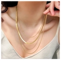 Set di collane a tre strati placcate in oro 18K con catene a serpente per look a strati - Combinazione di Catena Tonda e a Serpente a 3 Strati (ZHN1105金) / Oro 18K