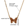 Détail du pendentif papillon en cristal ambré avec strass blancs sur une chaîne dorée - Style Pendentif Papillon (ZHN252) / Marron