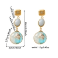 Detailed dimensions of bohemian drop earrings with blue resin shell globes - Ocean Shell Style (ZHE226-Blue)