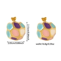 Detail view of colorful enamel earrings with dimensions 2.15cm and 2.05cm on white background - Multicolor