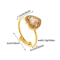 Dettaglio dell'anello regolabile in oro con cuore in zirconia e misure del gioiello - Cuore - Zirconia Bianco (ZHR2454白)