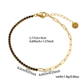 Dettaglio del bracciale in acciaio inossidabile con zirconi e design a maglia a graffetta - Zirconia nera (ZHB219 Nero)