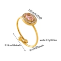 Dettaglio con dimensioni dell'anello a cuore dorato con zircone rosa e diamanti bianchi - Ovale - Zirconia Rosa (ZHR2456粉)