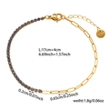 Détail du bracelet chaîne en acier doré avec zircon bleu et fermoir à mousqueton - Zircone bleue (ZHB219-Bleu)
