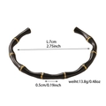 Detailansicht des 18K vergoldeten Bambusarmbands mit Maßen für Größe und Gewicht - Stil (ZHG996) / 18K-Gold / Schwarz