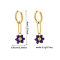 Vista dettagliata degli orecchini a fiore blu con dimensioni e peso inclusi - Fiore Blu (ZHE1080 Blu) / Oro 18K / Blu