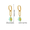 Dettagli delle dimensioni degli orecchini a fiore con perline intrecciate verde chiaro - Fiore Verde (ZHE1080 Verde) / Oro 18K / Verde