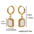 Detailed view of 18K gold plated geometric rectangular earrings with size dimensions - ZHE1357 White