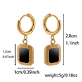 Detailed dimensions of 18K gold plated stainless steel earrings with black rectangular inlay - ZHE1357 Black
