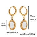 Detail view of 18K gold plated stainless steel hoop earrings with measurement labels - ZHE1356 White