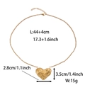Detail of a gold heart shell pendant necklace with size labels and metal textures - Gold Heart Pendant Necklace (ZHE1965金)