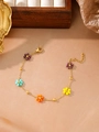 Buntes Kristallperlen-Blumenarmband mit goldener Titankette und Karabinerverschluss - Mehrfarbige Blume (ZHB630多色11)