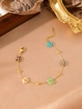 Buntes Perlenblumen-Armband an goldener Titankette mit sicherem Karabinerverschluss - Mischfarbige Blume (ZHB630多色12)