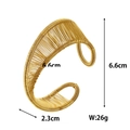 Detail view of gold plum branch cuff bracelet showing 6.6cm diameter and 2.3cm width specs - Wire Wrapped Style (ZHG651金) / Gold