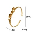 Detailed view of gold plum blossom bangle with 3D floral branch relief and size specs - 3D Floral and Vine Carving Style (ZHG654金) / Gold