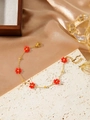 Handgefertigtes Goldkettenarmband mit roten Kristallperlenblumen und Karabinerverschluss - Ganz rote Perlenblume (ZHB630多色18)