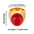 Dimensioni dettagliate dell'anello con gemma ovale rossa in finitura oro e specifiche di peso - Taglia 7 / Stile Pietra Preziosa Rossa Tonda (ZHR206) / Oro