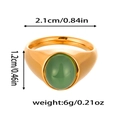Dettaglio dell'anello con gemma ovale verde con misure 2,1cm e peso di 6g - Taglia 7 / Stile Pietra Preziosa Verde Ovale (ZHR205) / Oro
