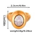 Dimensions détaillées de la bague ovale en or: 2,3 cm de long et 1,7 cm de large, 8 g - Taille 7 / Style Ovale Transparent (ZHR204) / Blanc
