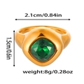 Détails de la bague en titane doré avec pierre verte dimensions 2,1 cm et 1,5 cm - Taille 7 / Style Ovale Pierre Verte (ZHR207) / Vert